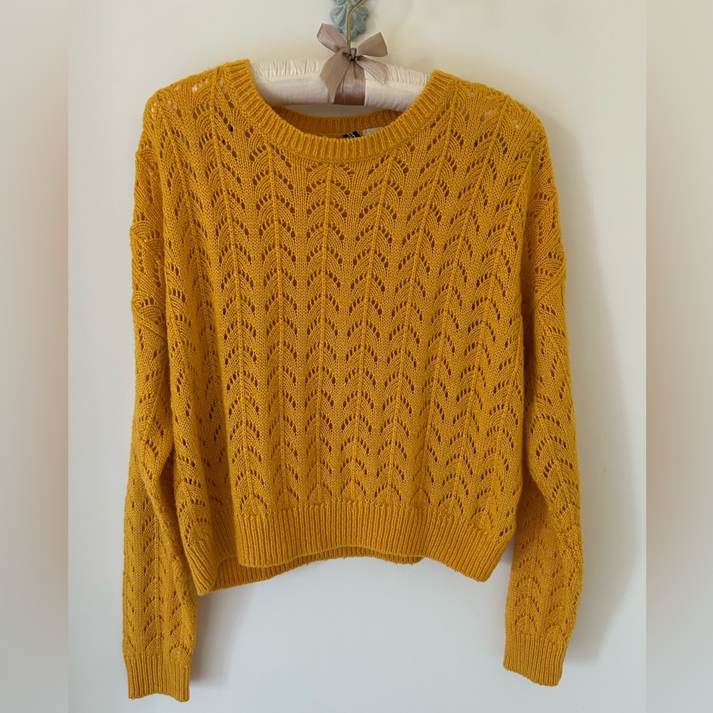 H&M Mustard Yellow Crochet Sweater
Size: Small
EUC (No Flaws)